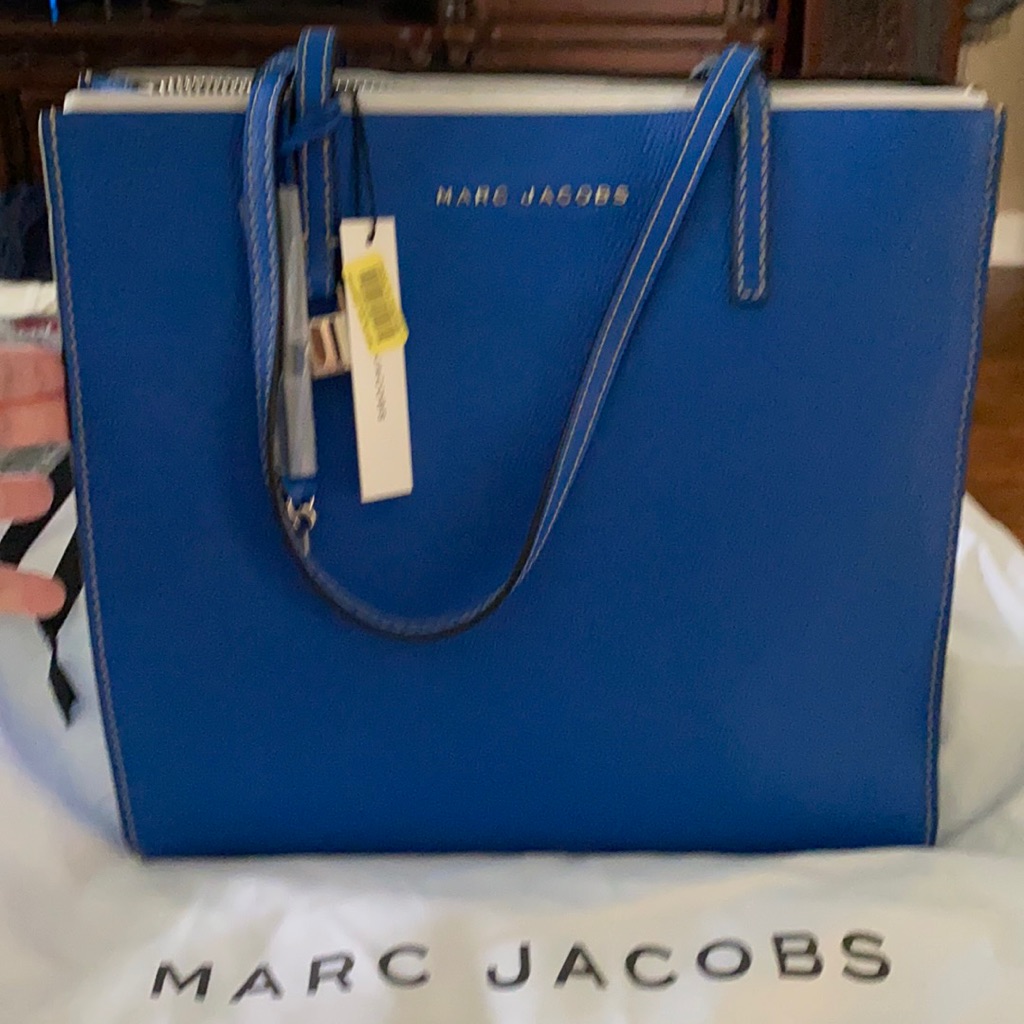 Nwt Marc Jacobs M0012669 Grind East/West Leather Shopper Tote Sapphire